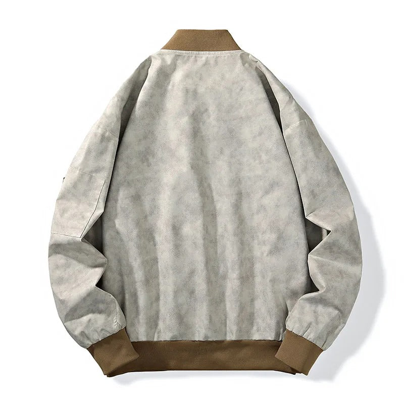 Men's Stonewash Denim Bomber Jacket