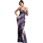 Women's Sling Off-neck Fashion Printing Dress-HighTouch