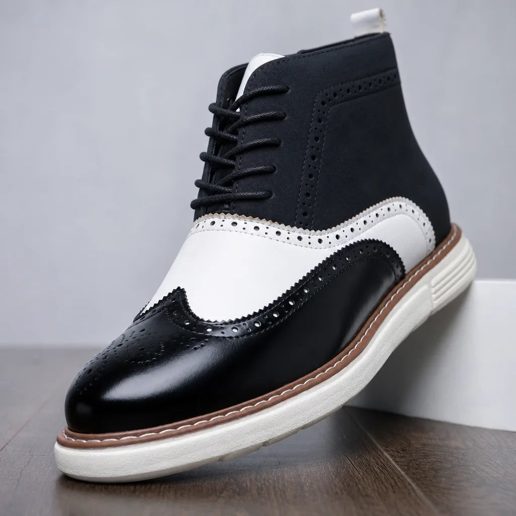 Aldwin Men's Leather Ankle Boots - Lace-Up Side-Zip Boots