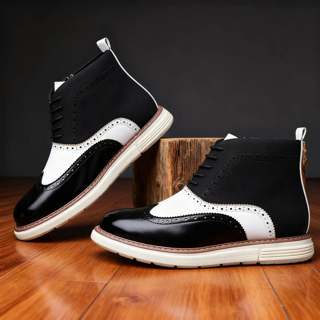 Aldwin Men's Leather Ankle Boots - Lace-Up Side-Zip Boots