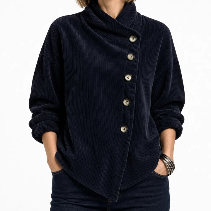 Winter Corduroy Cardigan Jacket Women Button Ribbed Coat