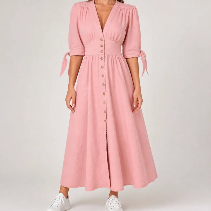 Women's Fall Denim Shirt Dress Long Sleeve Button Down
