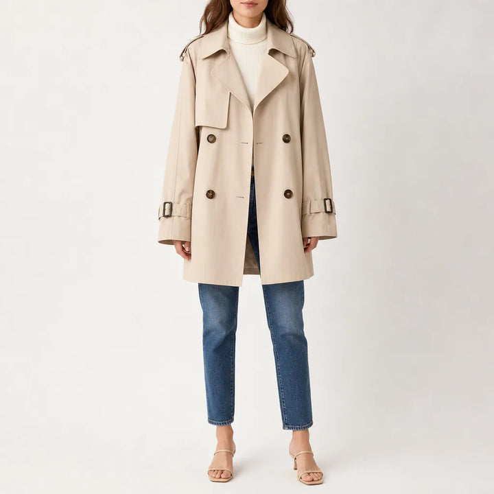 Anya Winter Trench Coat for Women Double Breasted Classic Long