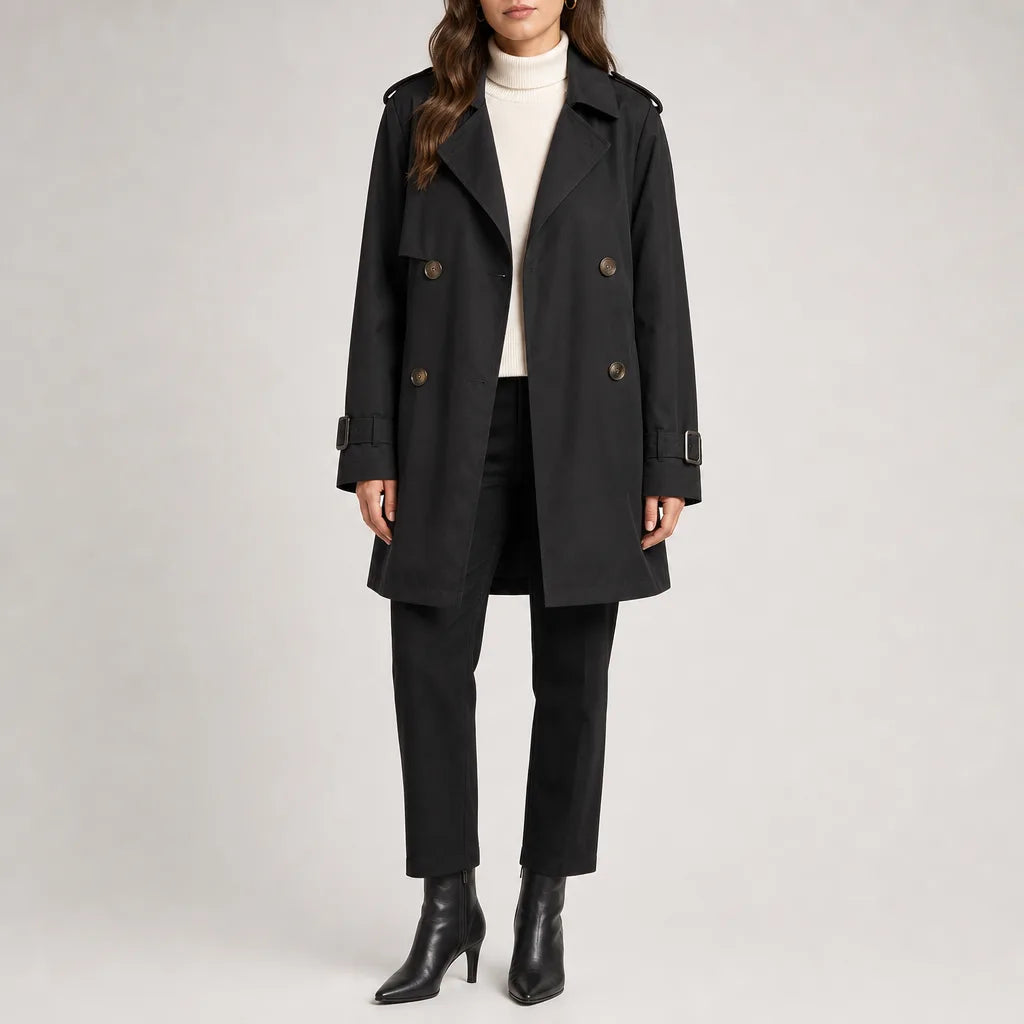 Anya Winter Trench Coat for Women Double Breasted Classic Long