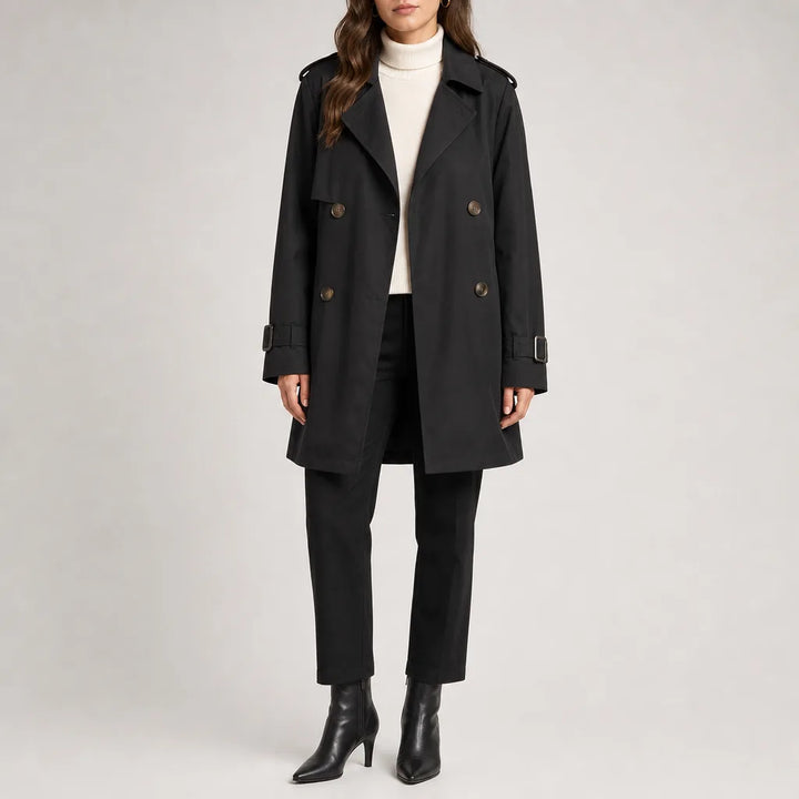 Anya Winter Trench Coat for Women Double Breasted Classic Long