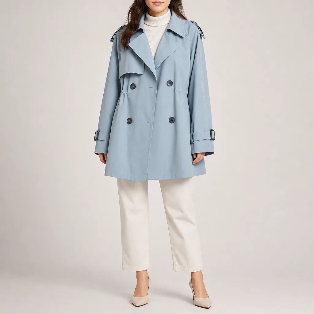 Anya Winter Trench Coat for Women Double Breasted Classic Long