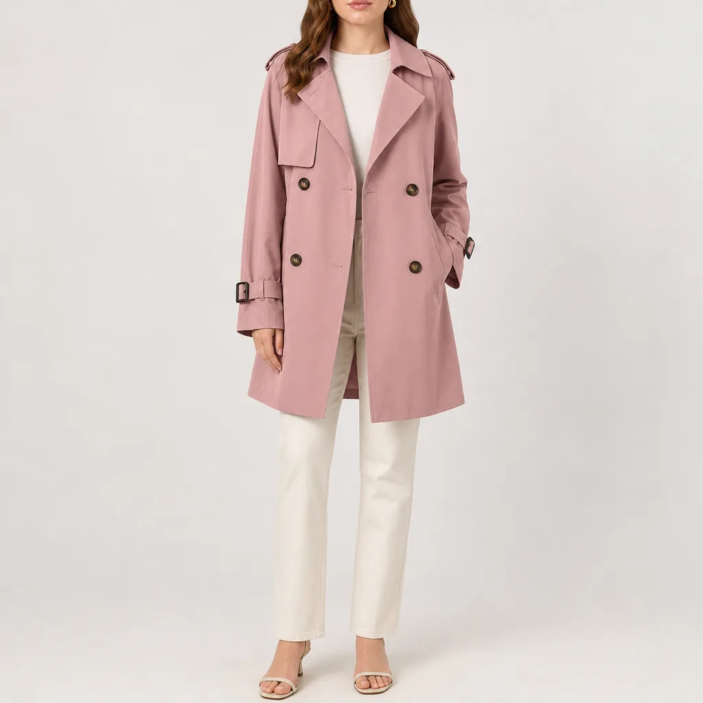 Anya Winter Trench Coat for Women Double Breasted Classic Long