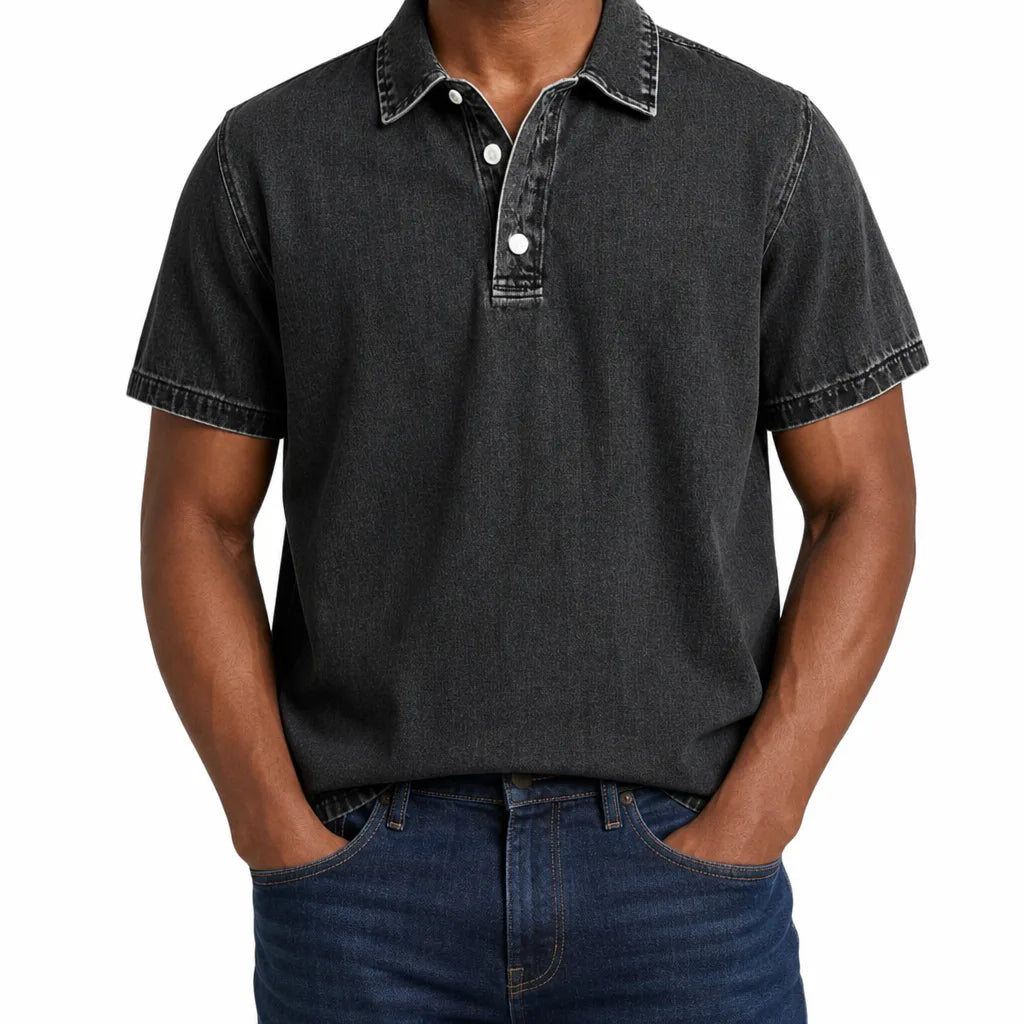 Men’s Denim Polo Shirt for Casual Everyday Wear