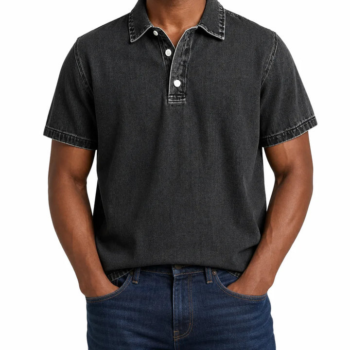 Men’s Denim Polo Shirt for Casual Everyday Wear