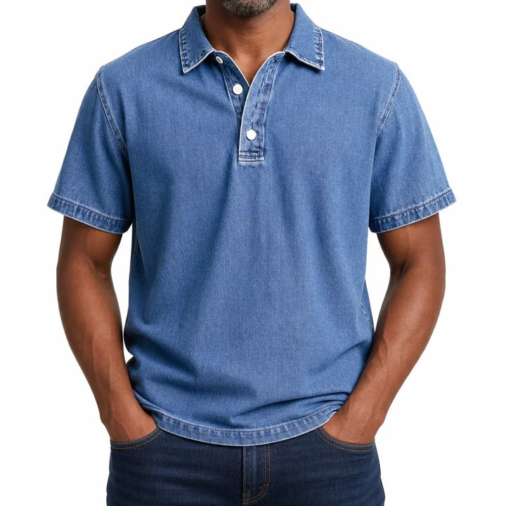 Men’s Denim Polo Shirt for Casual Everyday Wear