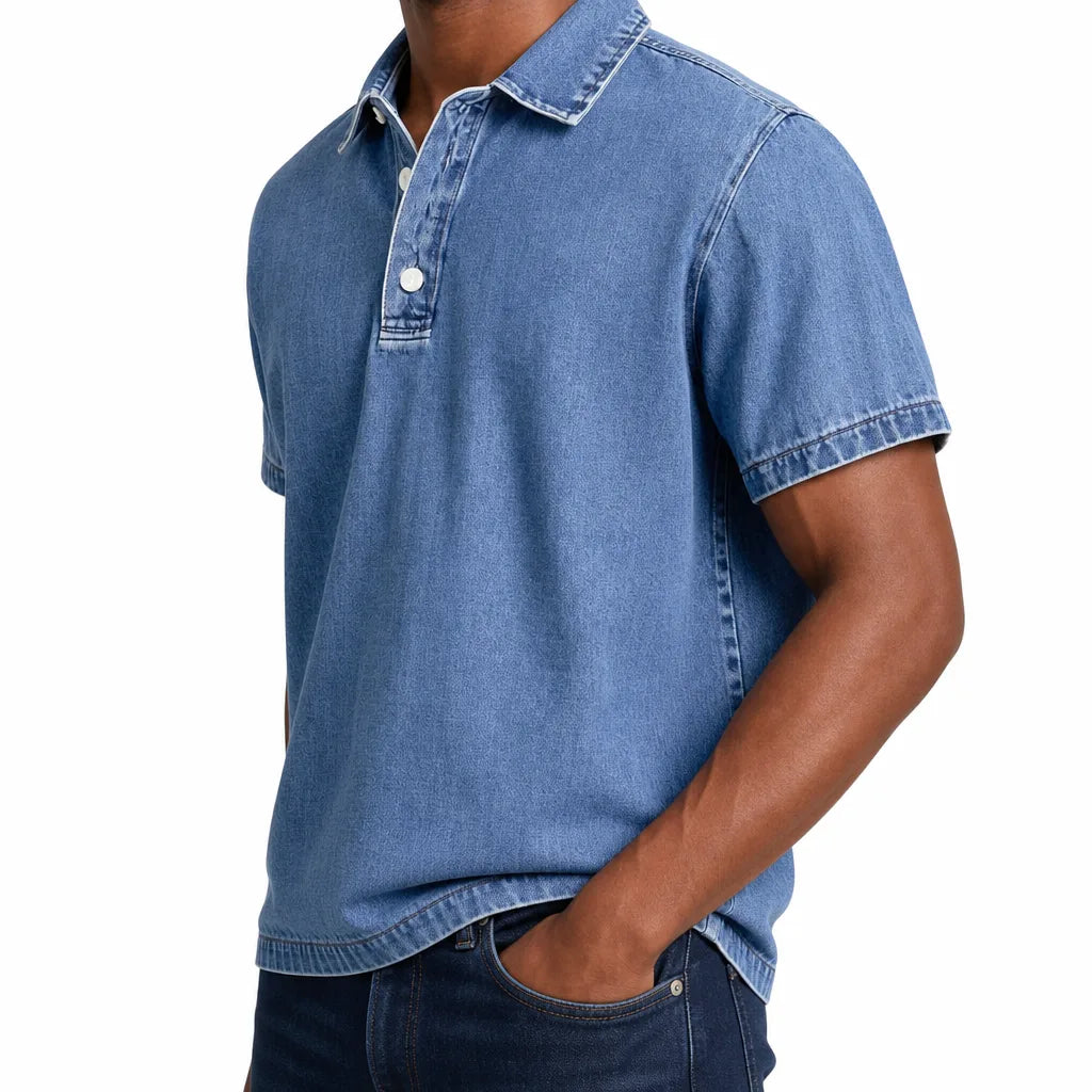 Men’s Denim Polo Shirt for Casual Everyday Wear