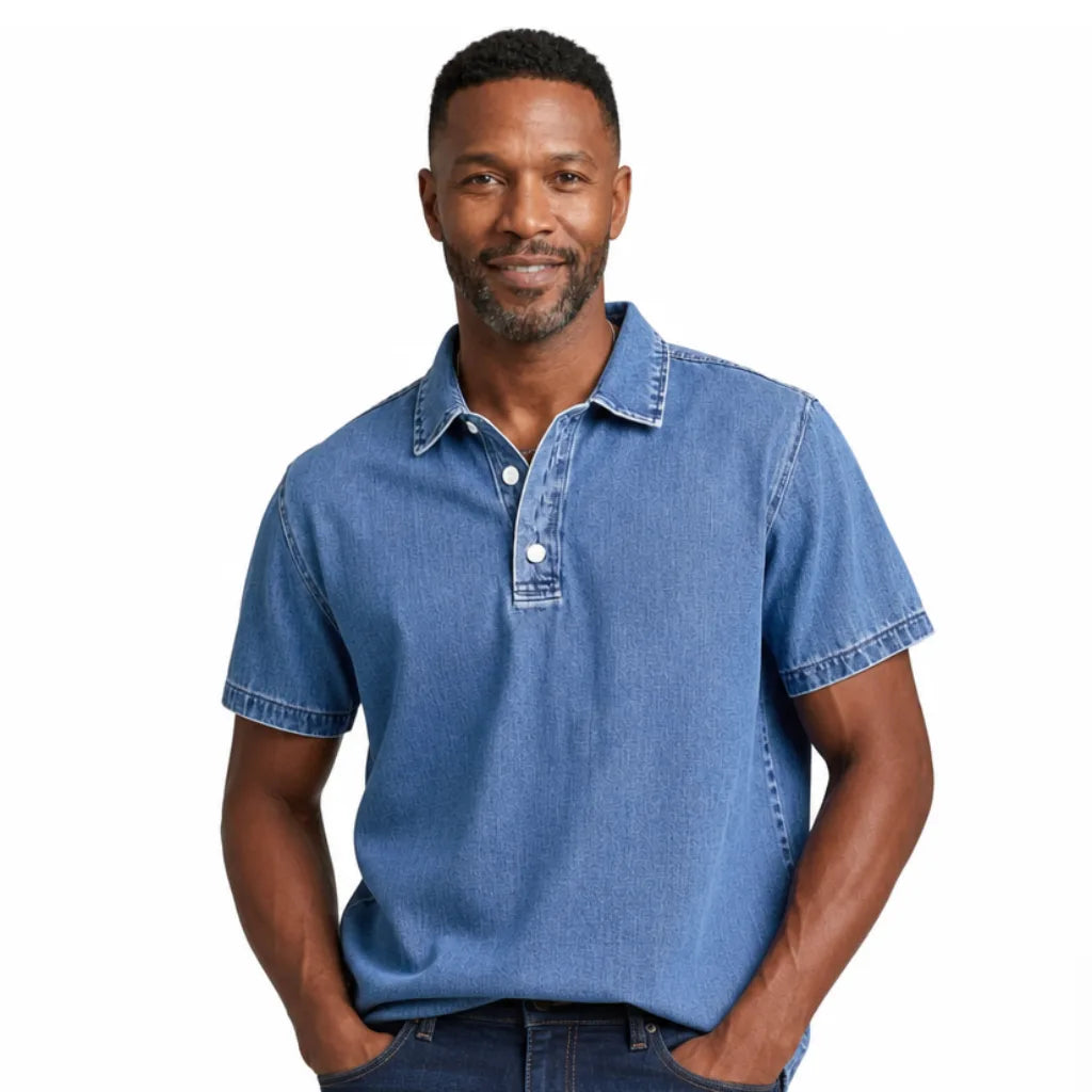 Men’s Denim Polo Shirt for Casual Everyday Wear