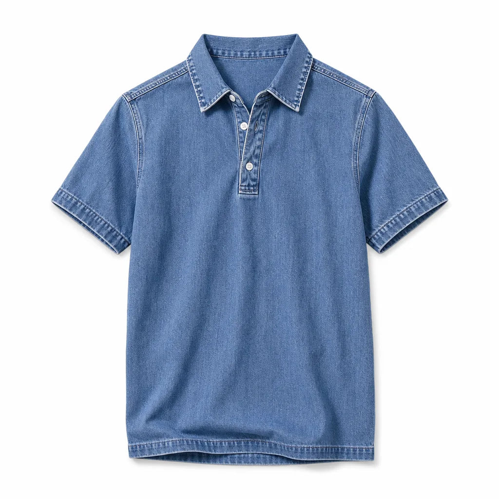 Men’s Denim Polo Shirt for Casual Everyday Wear