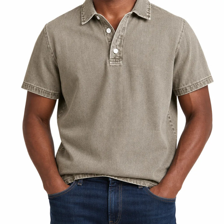 Men’s Denim Polo Shirt for Casual Everyday Wear
