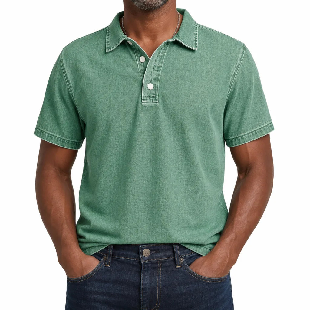 Men’s Denim Polo Shirt for Casual Everyday Wear