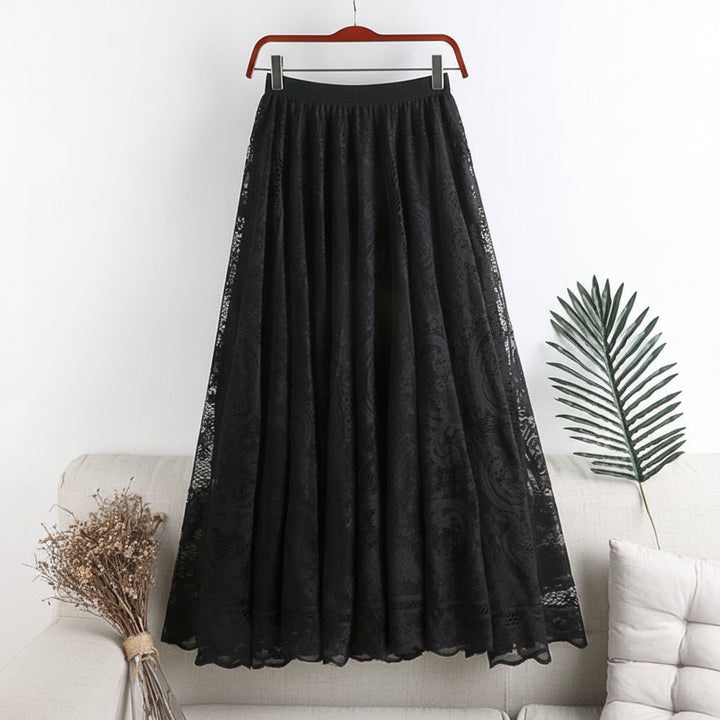 Women's Embroidered Lace Umbrella Long Skirt-HighTouch
