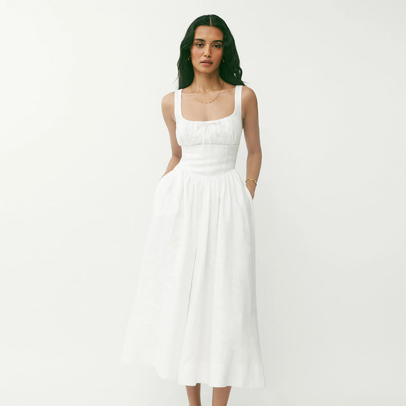 Women's Fashion Linen French Dress-HighTouch