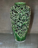 Glazed Green Flower Craved Vase - HighTouch 