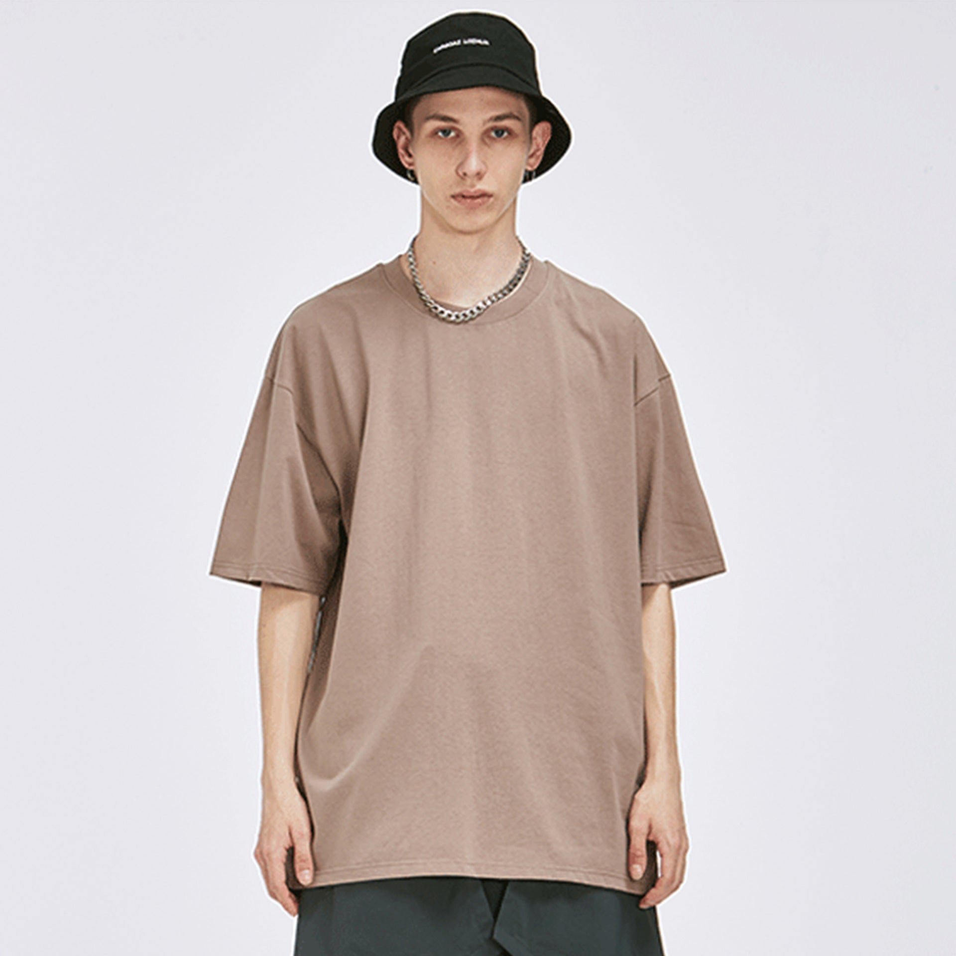 Drop-Shoulder Cotton Tee Men's Heavy T-Shirt-HighTouch