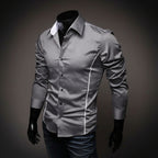 Men Shirt Fashion Cotton Slim Men Shirt Long Sleeve High Quality Casual Black White Gray Men Shirt For Men-HighTouch