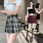 Women’s Spicy-Girl Plaid Pleated Skirt – High-Waist Summer Mini