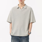 Fashion Simple Polo Shirt Loose Comfortable Men's T-shirt-HighTouch
