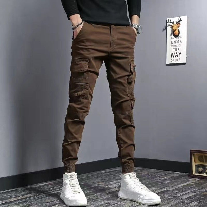 Men’s Slim Fit Cotton Work Pants – Stylish 9 Length Casual Trousers-HighTouch