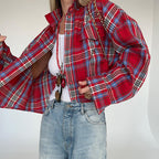 Women’s Plaid Cardigan Jacket – Street Fashion Style-HighTouch