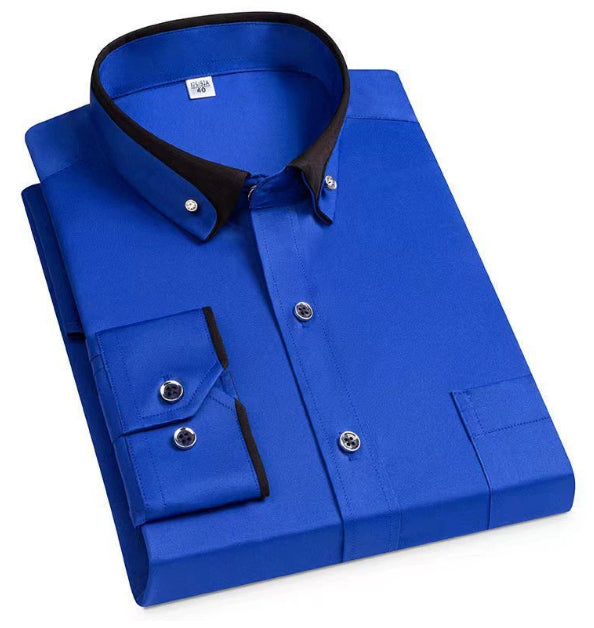 Men’s Stretch Long Sleeve Shirt Casual Non-Iron Slim Fit Dress Shirt-HighTouch