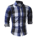 Men’s Checkered Cotton Shirt – Long Sleeve Non-Iron Style-HighTouch