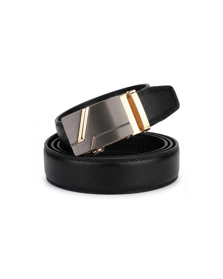 Men's 100% Cowhide Leather Belt | Geometric Buckle