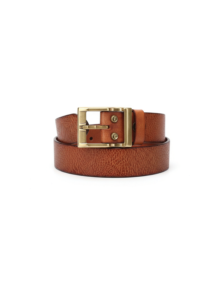 Men's Genuine Cowhide Leather Belt | Brass Buckle