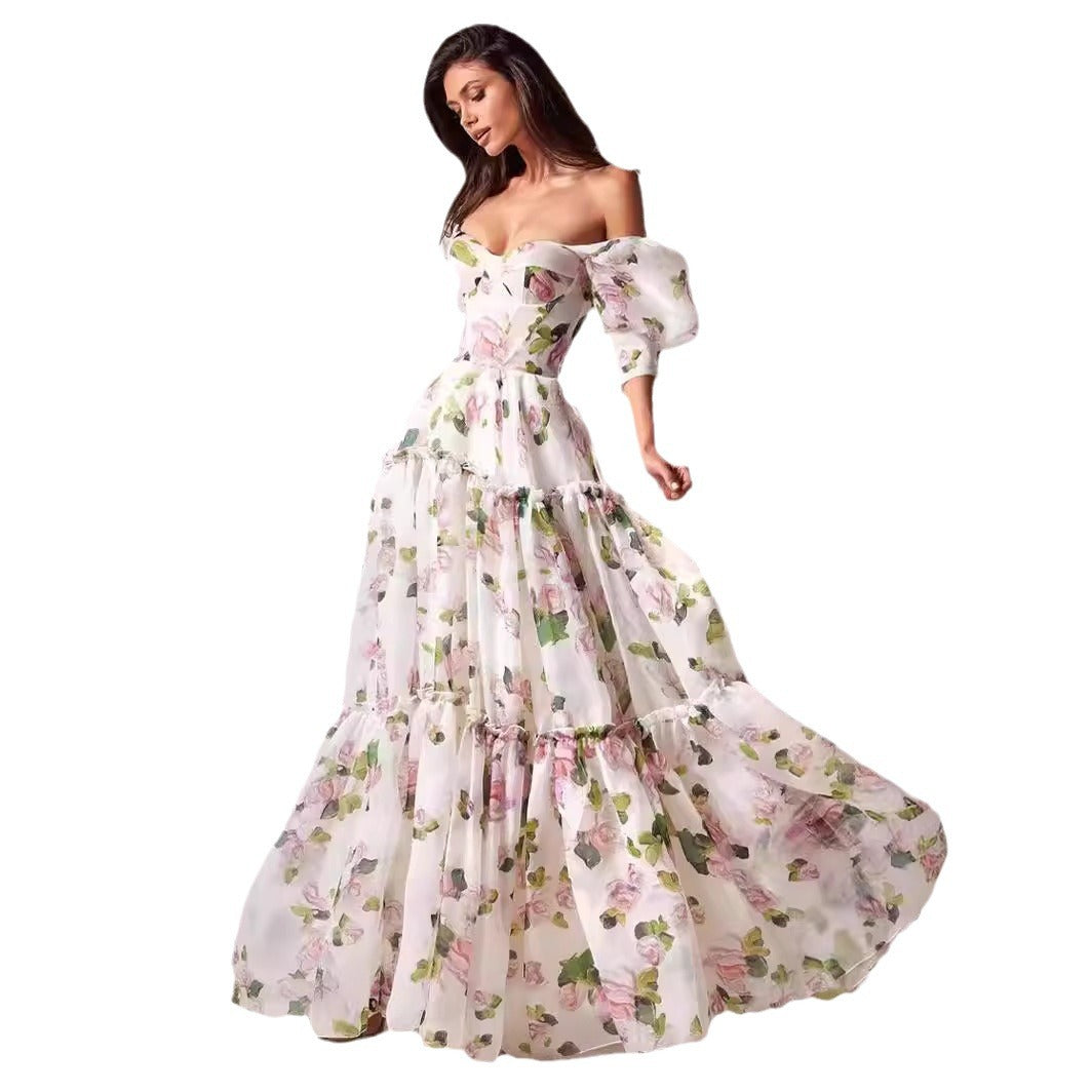 Women's Fashion Temperament Night Dew Shoulder Dress-HighTouch