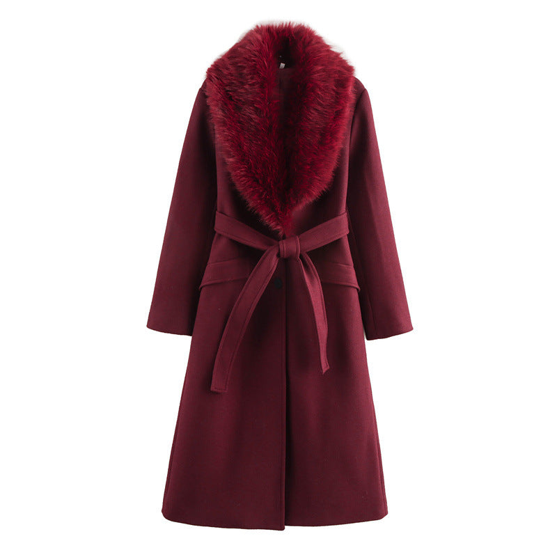 Women’s Woolen Coat with Fur Collar