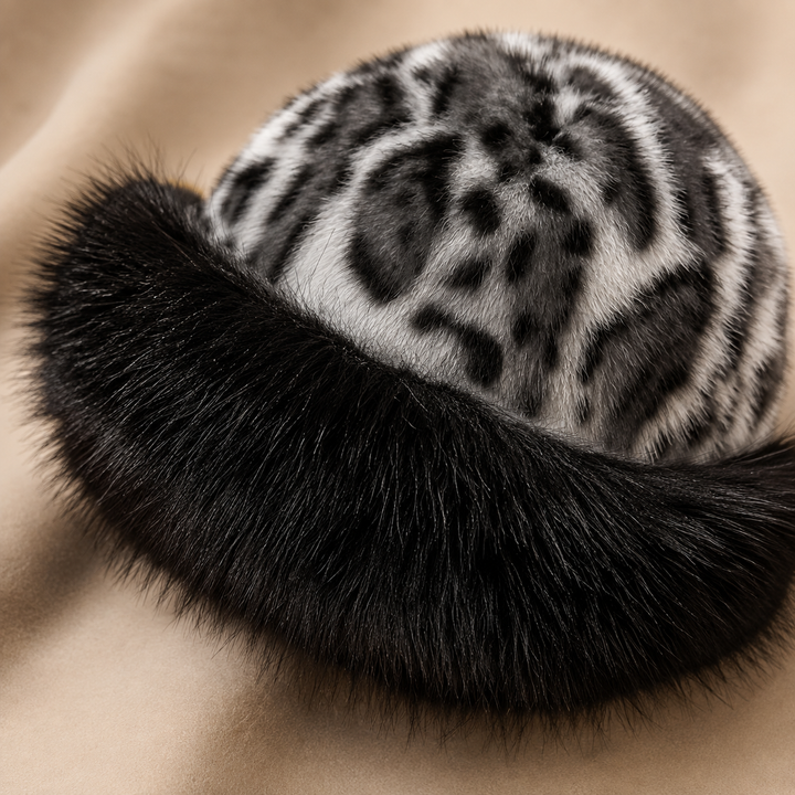 Women's Leopard Faux Fur Bucket Hat Winter Warm Cap