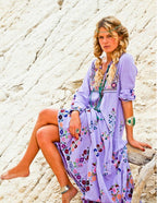 Women's Embroidered Cotton Linen Large Swing Maxi Skirt-HighTouch