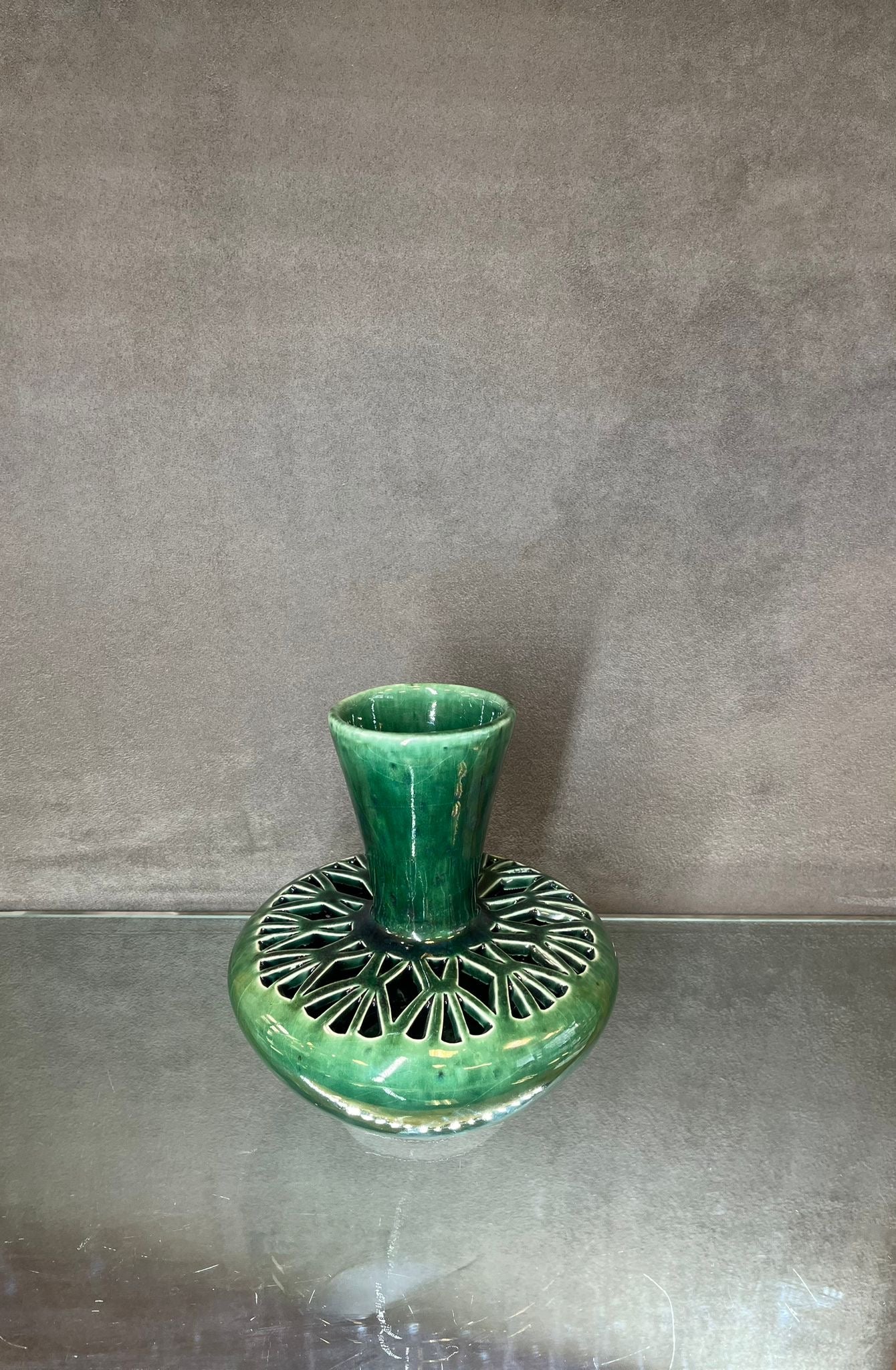 Glazed Green Tabletop Vase - HighTouch 
