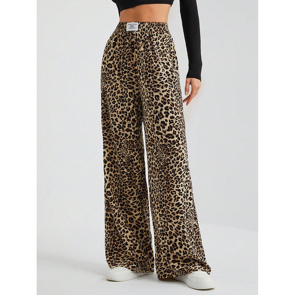 Leopard Print Floral Print Casual Jumpsuit Wide Leg Loose-HighTouch