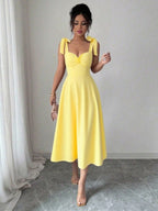 Women's Sleeveless Maxi Dress – Mid-Rise Solid Color Collection-HighTouch