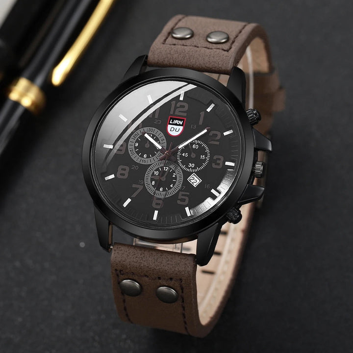 Men's Military Style Cowhide Leather Watch – Fieldline