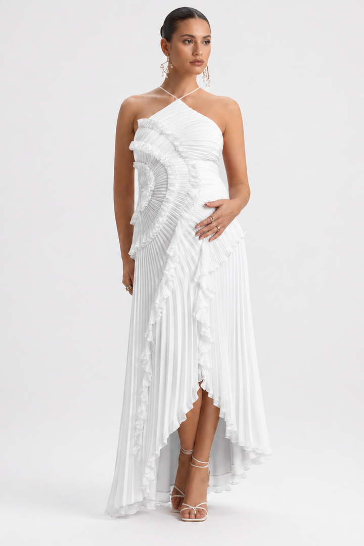 Maternity Dress - New Lavender Pleated Halter Maxi Dress for Baby Shower