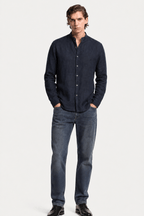 Band Collar Shirt Heren Linnen Casual Zomer