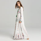 Women's Embroidered Cotton Linen Large Swing Maxi Skirt-HighTouch