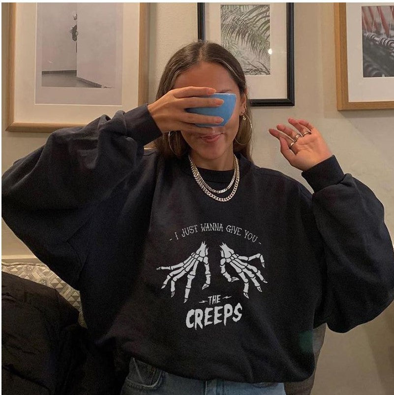 Women’s Halloween Graphic Crew Neck Sweatshirt-HighTouch
