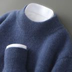 Men’s Thickened Half-High Collar Pullover – Loose Knit Sweatshirt-HighTouch