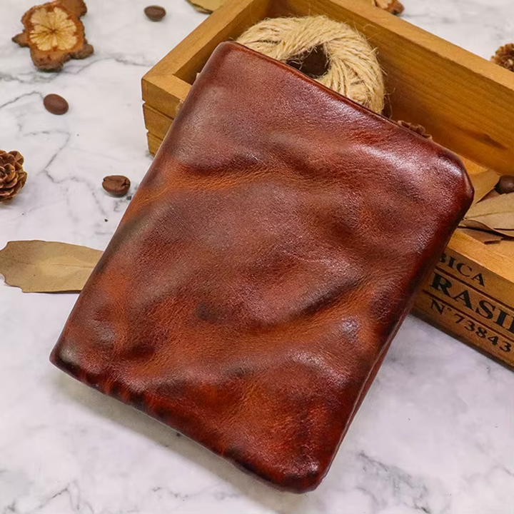Men's Vintage Leather Wallet | Rugged Slim Bifold