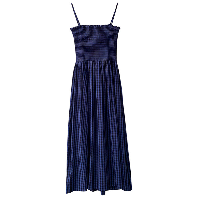 Korean Style Blue Lattice Print – Polyester Fibre Fashion Piece-HighTouch