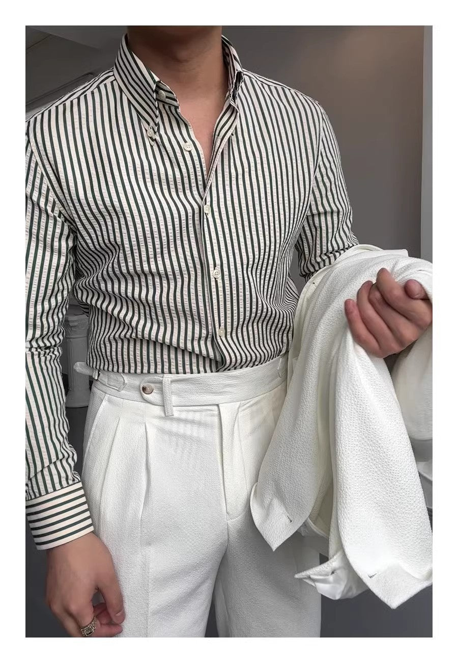Spring Seersucker Series Shirt Men-HighTouch