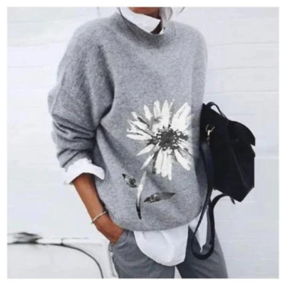 Women’s Solid Color Long Sleeve Knitted Pullover Sweater-HighTouch