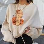 Women’s Halloween Graphic Crew Neck Sweatshirt-HighTouch